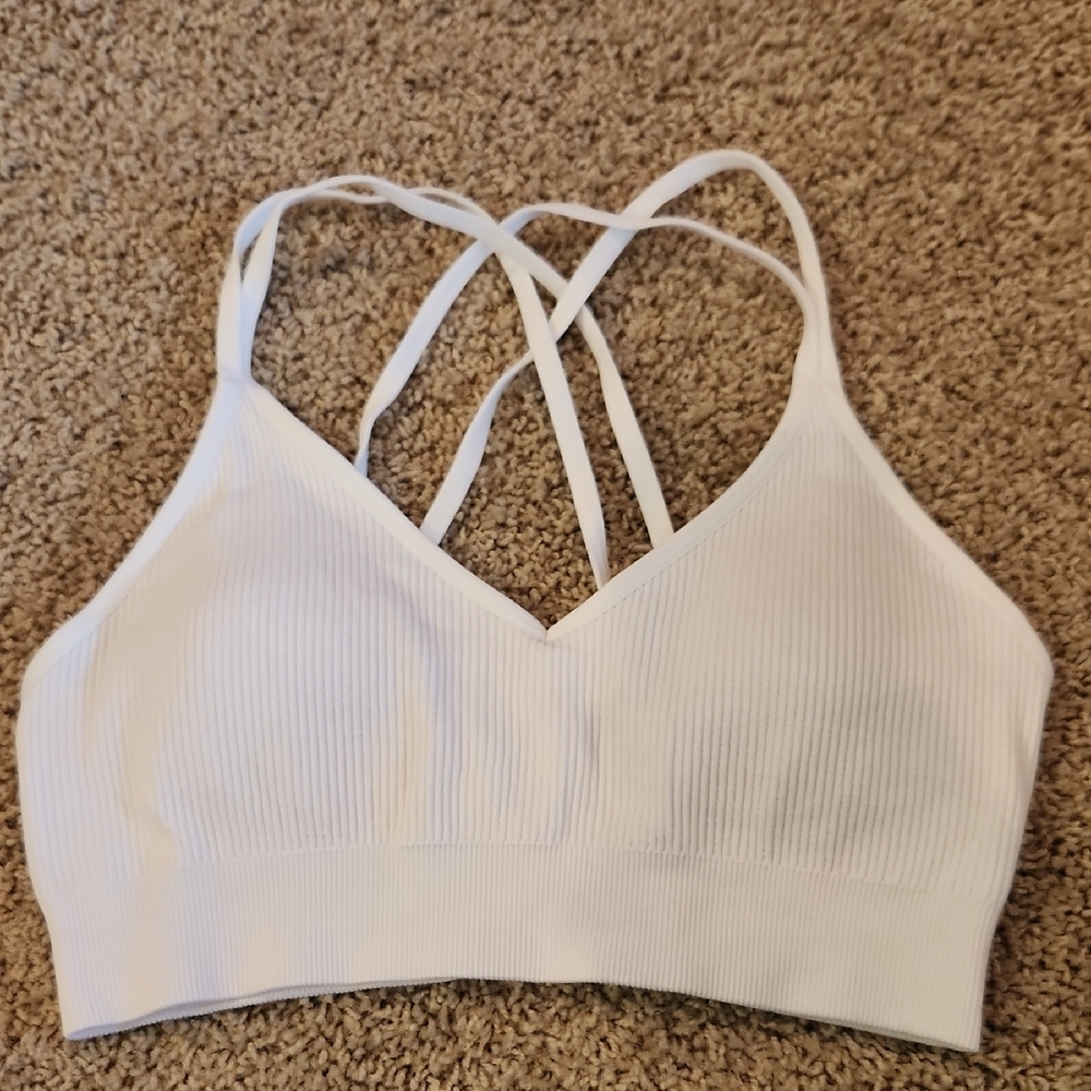 Aerie White Ribbed Bralette